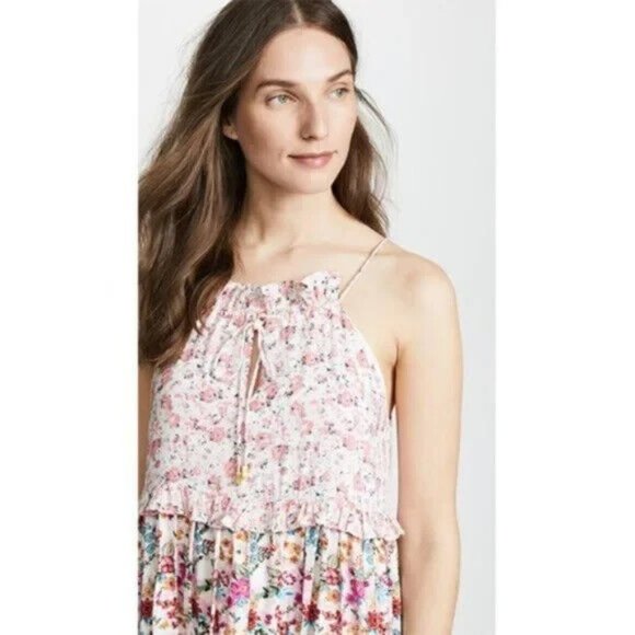 $177 Kos Resort Multi Floral Tiered Halter dress Size Small - Picture 12 of 12